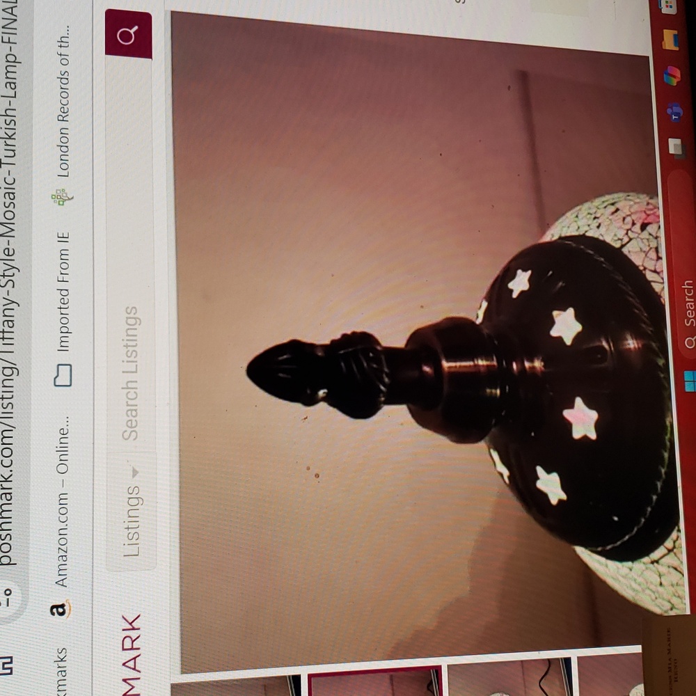 Mosaic Glass Table Lamp with Colorful Accents. TIFFANY STYLE - Picture 2 of 4